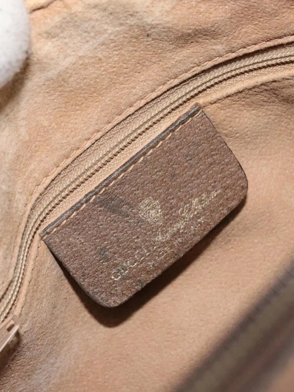GUCCI GG Supreme Web Sherry Line Boston Bag PVC Beige Gold 40 02 006 Auth gh1505 - Picture 12 of 16